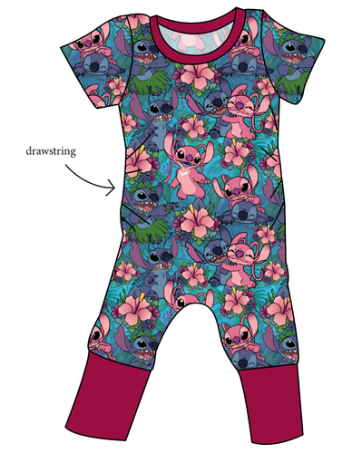 Floral Alien Grow With Me Pants And Shorts Romper