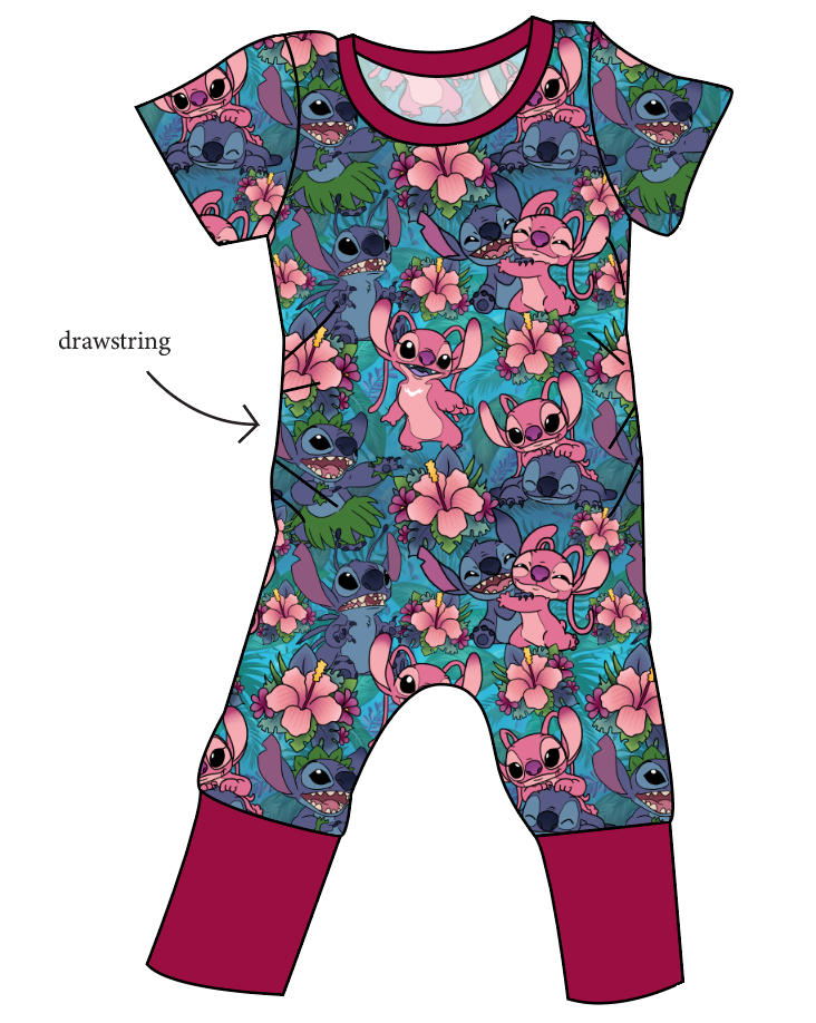 Floral Alien Grow With Me Pants And Shorts Romper