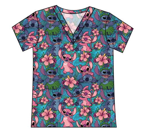 Floral Alien Ladies' Slouchy V-Neck Tee