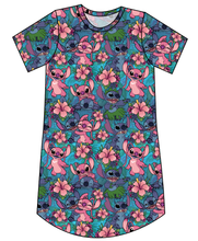 Load image into Gallery viewer, Floral Alien Ladies&#39; T-Shirt Dress