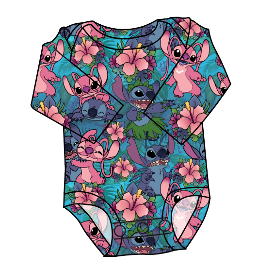 Floral Alien Lap Neck Bodysuit