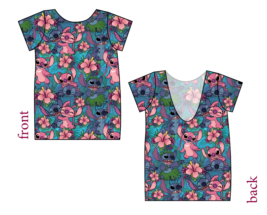 Floral Alien Low Back Ballerina Tee