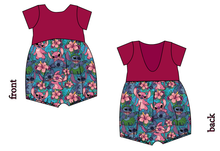 Load image into Gallery viewer, Floral Alien Low Back Romper and Bubble Romper