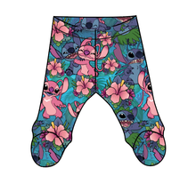 Load image into Gallery viewer, Floral Alien Newborn Footed Pants