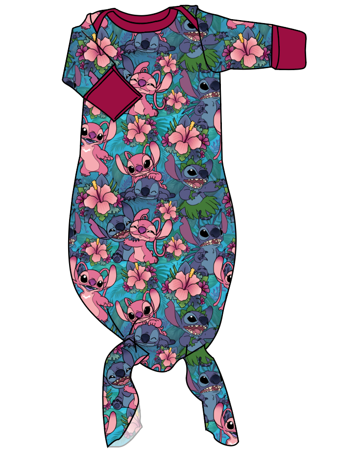 Floral Alien Newborn Knotted Gown