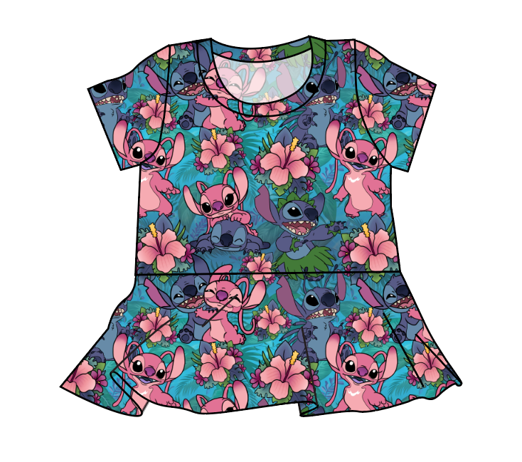Floral Alien Peplum Top