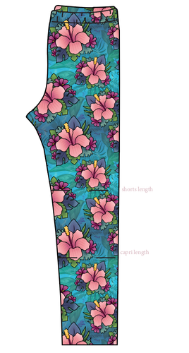 Hawaiian Floral Basic Leggings