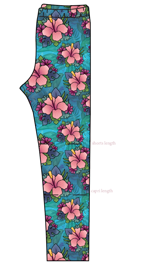 Hawaiian Floral Basic Leggings