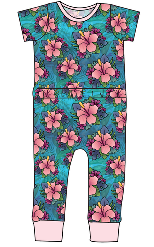 Hawaiian Floral Bennett Pants and Shorts Length T-Shirt Romper