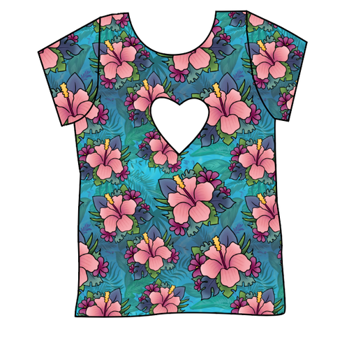 Hawaiian Floral Cambria Heart Back Tee