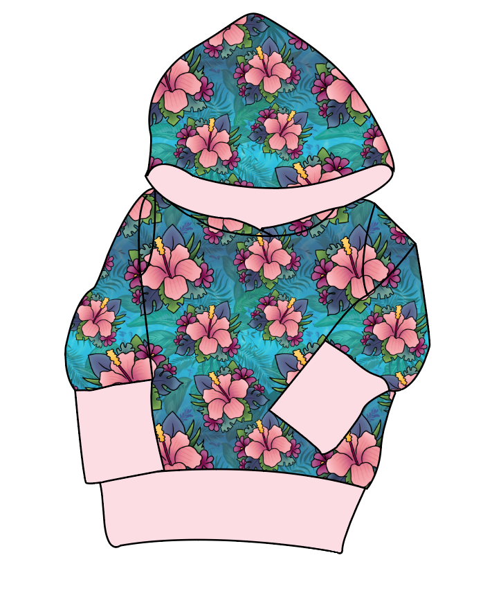 Hawaiian Floral Grow With Me Hoodie (or Crewneck)