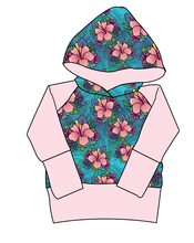 Load image into Gallery viewer, Hawaiian Floral Grow With Me Hoodie (or Crewneck)