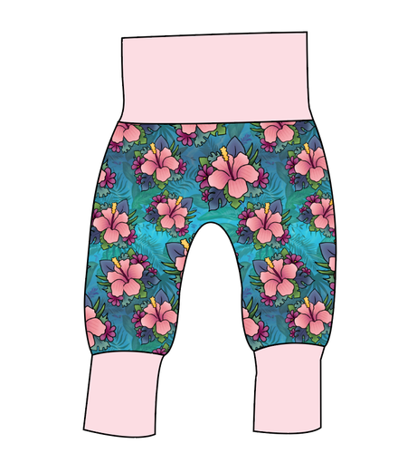 Hawaiian Floral Grow With Me Pants And Shorts