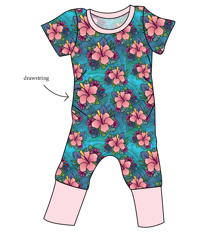 Hawaiian Floral Grow With Me Pants And Shorts Romper