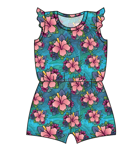 Hawaiian Floral Ivy Summer Romper