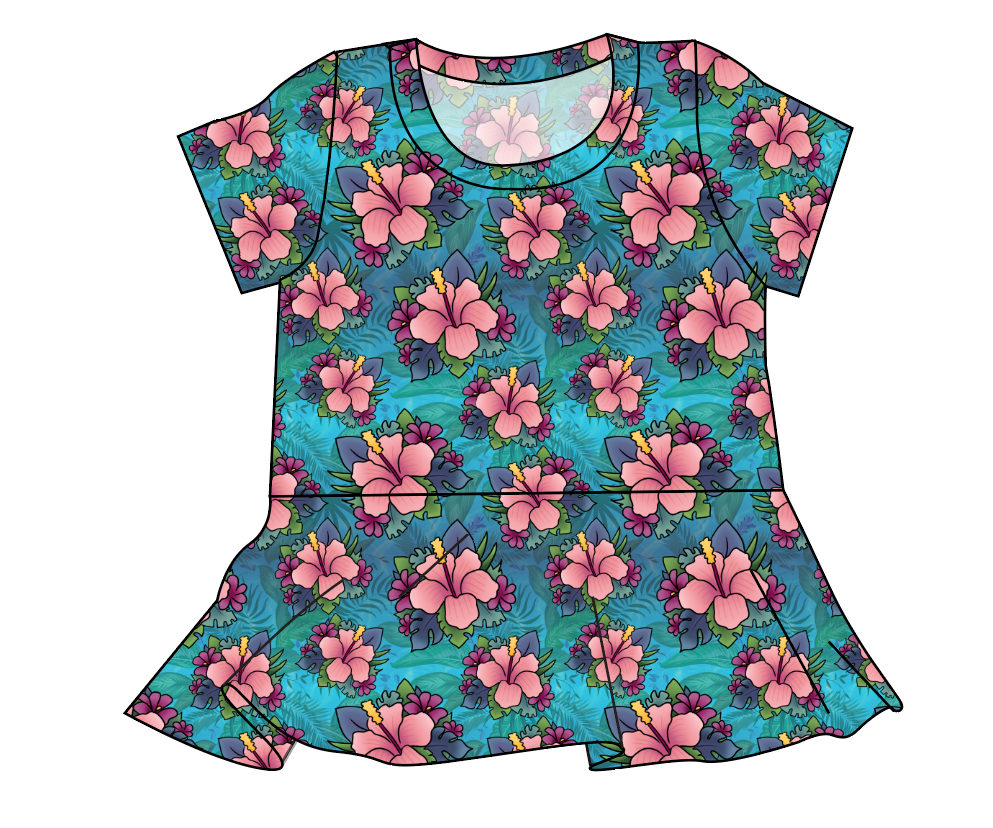 Hawaiian Floral Ladies' Peplum Top