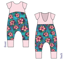Load image into Gallery viewer, Hawaiian Floral Low Back Romper and Bubble Romper