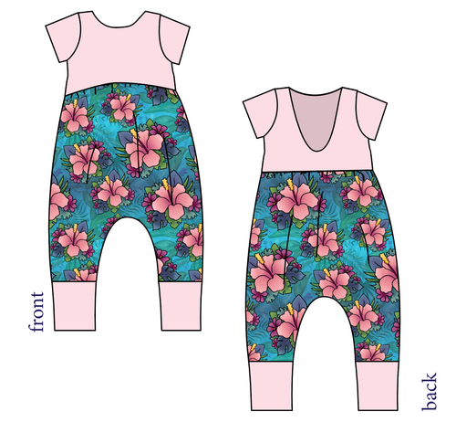 Hawaiian Floral Low Back Romper and Bubble Romper