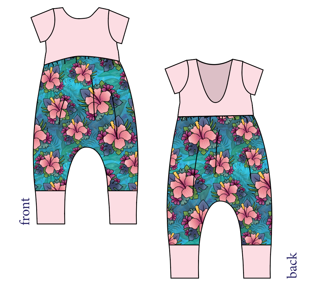 Hawaiian Floral Low Back Romper and Bubble Romper