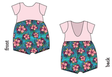 Load image into Gallery viewer, Hawaiian Floral Low Back Romper and Bubble Romper