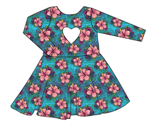 Load image into Gallery viewer, Hawaiian Floral Molly Heart Back Twirly Dress