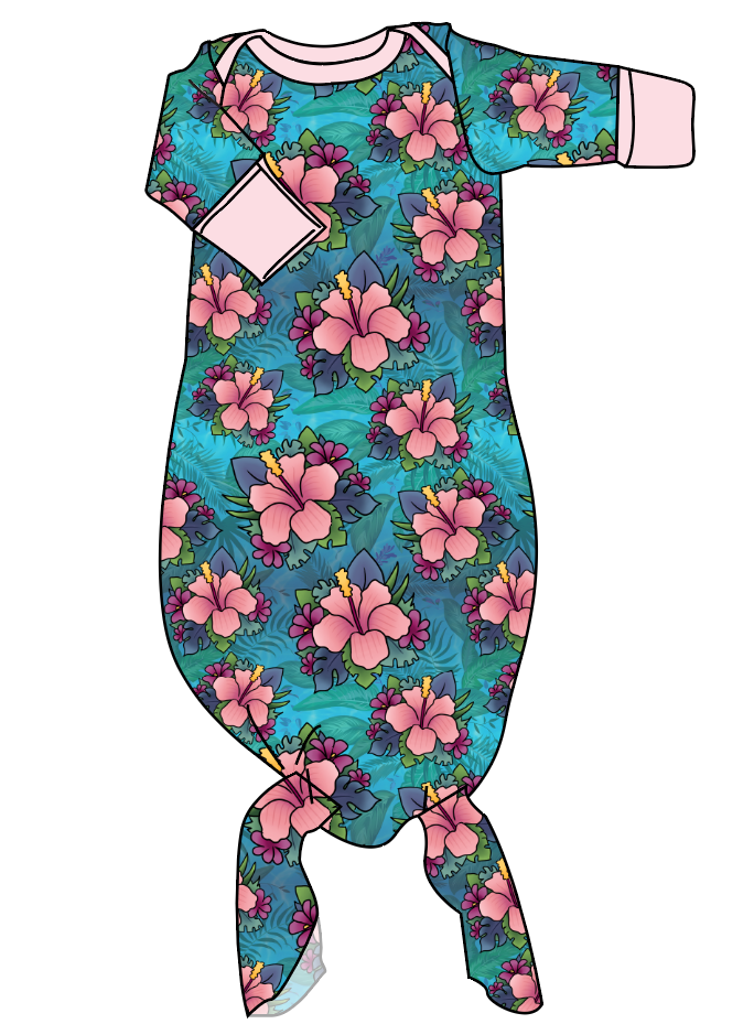 Hawaiian Floral Newborn Knotted Gown