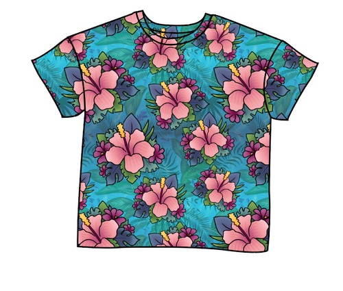 Hawaiian Floral Oversized Tee
