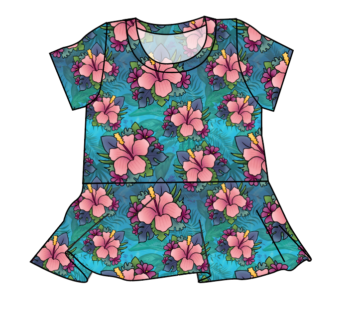 Hawaiian Floral Peplum Top