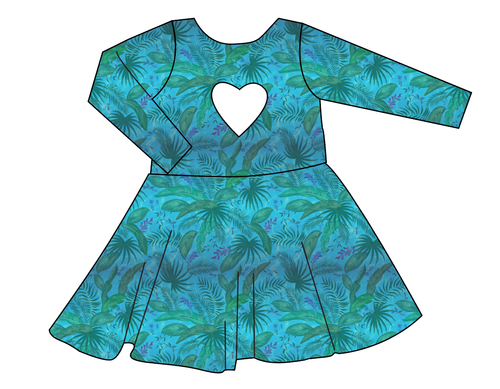 Surf Foliage Molly Heart Back Twirly Dress