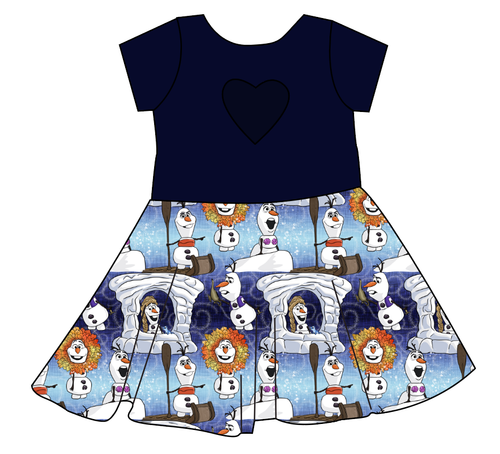 Olaf's Version Molly Heart Back Twirly Dress