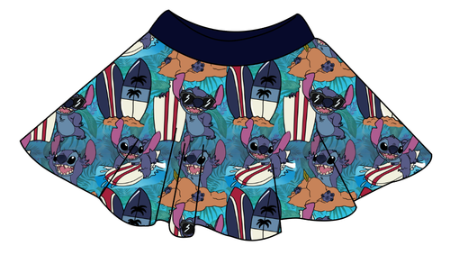 Surfing Alien Circle Skirt