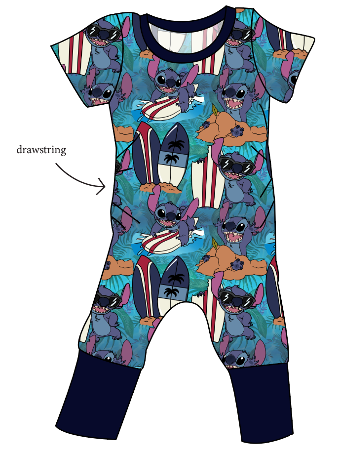 Surfing Alien Grow With Me Pants And Shorts Romper