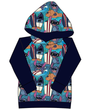 Load image into Gallery viewer, Surfing Alien Ladies Hoodie