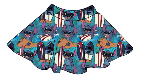 Surfing Alien Ladies' Circle Skirt