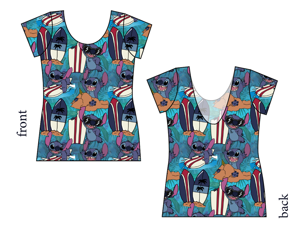 Surfing Alien Ladies' Low Back Ballerina Tee