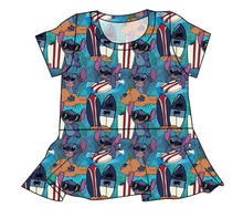 Load image into Gallery viewer, Surfing Alien Ladies&#39; Peplum Top
