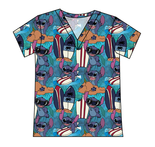 Surfing Alien Ladies' Slouchy V-Neck Tee