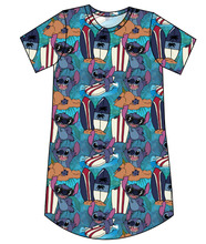 Load image into Gallery viewer, Surfing Alien Ladies&#39; T-Shirt Dress