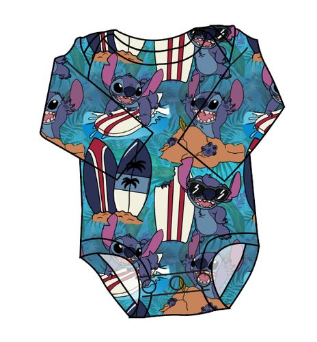 Surfing Alien Lap Neck Bodysuit