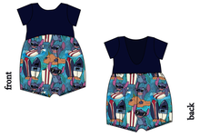 Load image into Gallery viewer, Surfing Alien Low Back Romper and Bubble Romper