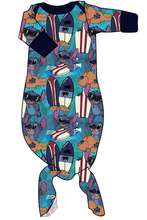Load image into Gallery viewer, Surfing Alien Newborn Knotted Gown