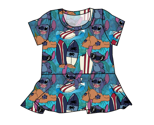 Surfing Alien Peplum Top