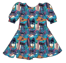 Load image into Gallery viewer, Surfing Alien Prairie Dress