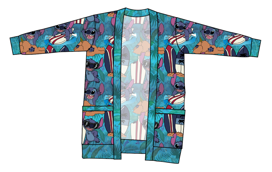 Surfing Alien Ladies' Grandpa Cardigan