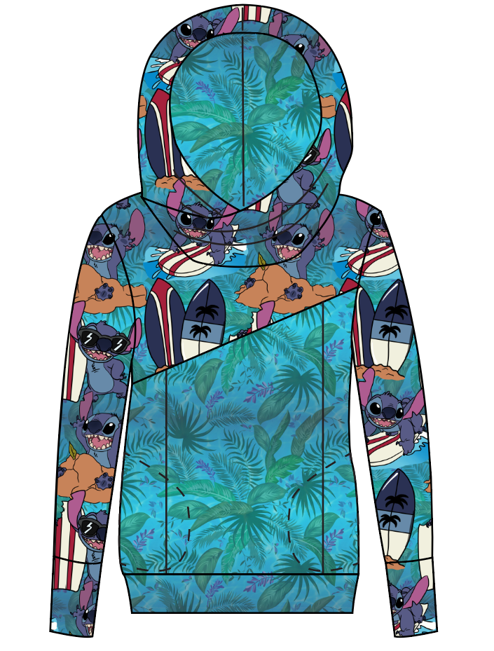 Surfing Alien Ladies Hoodie