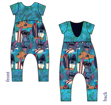Load image into Gallery viewer, Surfing Alien Low Back Romper and Bubble Romper
