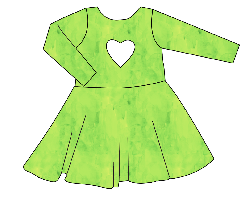 Lime Splash Molly Heart Back Twirly Dress