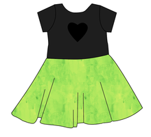 Load image into Gallery viewer, Lime Splash Molly Heart Back Twirly Dress