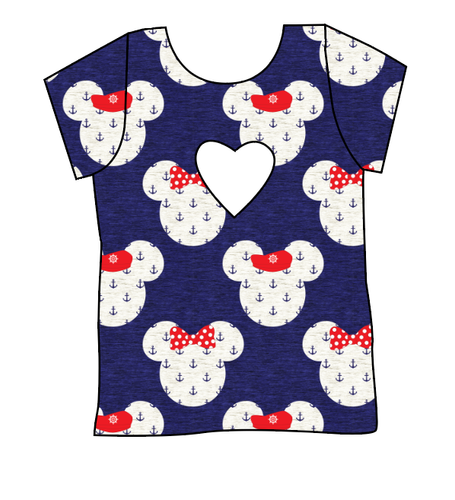 Ahoy Mouse Ears Cambria Heart Back Tee