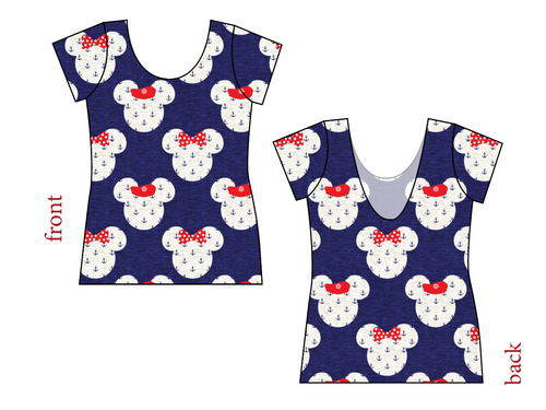 Ahoy Mouse Ears Ladies' Low Back Ballerina Tee